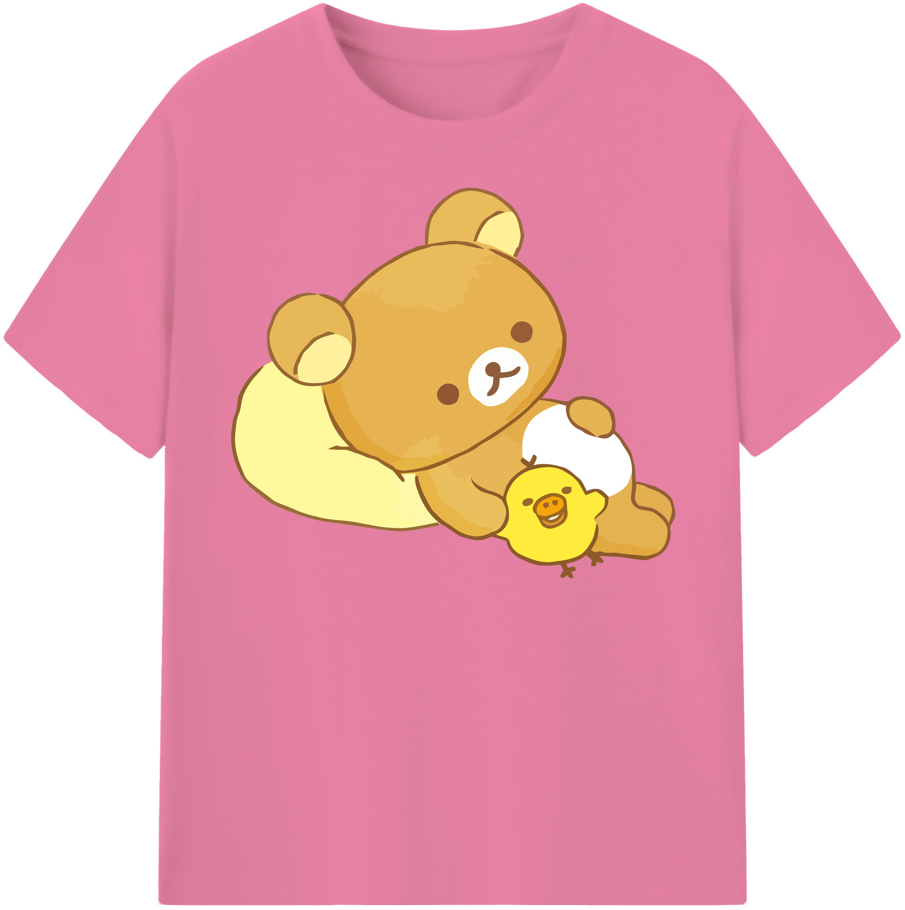 （画像用） リラックマ リラックマ キイロイトリ Rilakkuma Korilakkuma Kiiroitori 綿100％半袖Tシャツ（フロントプリント）